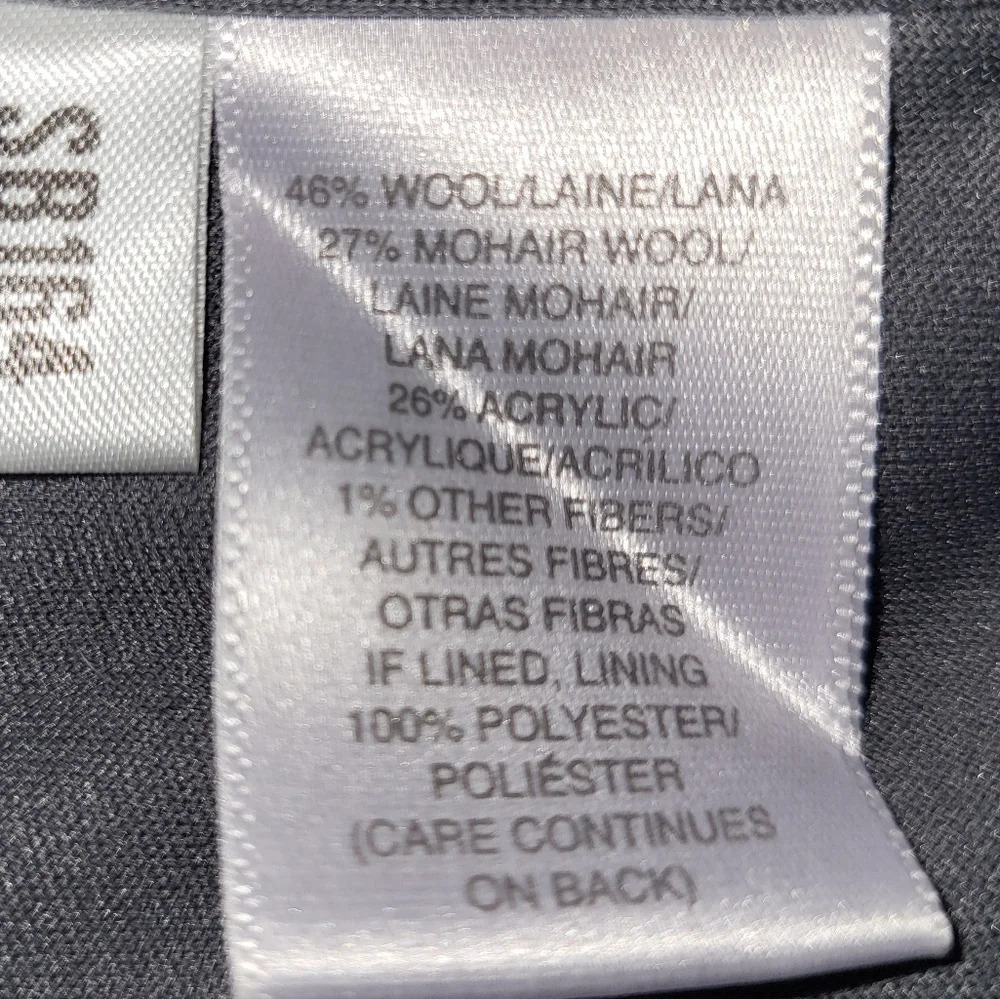 Susan Bristol Mohair Wool Blend Lined Cardigan Coat Size Medium Gray Black‎ - Picture 9 of 11